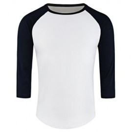CREW NECK PANEL HALF RAGLAN SLEEVE T-SHIRT (CADETBLUE   WHITE)