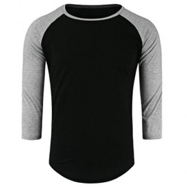 CREW NECK PANEL HALF RAGLAN SLEEVE T-SHIRT (BLACK AND GREY)