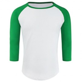 CREW NECK PANEL HALF RAGLAN SLEEVE T-SHIRT (WHITE AND GREEN)