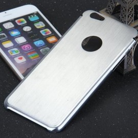 BRUSHED BACK COVER CASE WITH LOGO HOLE DESIGN FOR IPHONE 6 - 4.7 INCHES (SILVER)