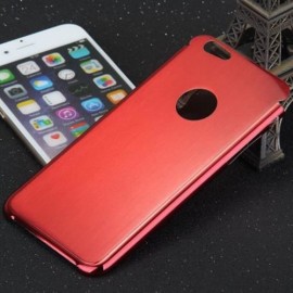 BRUSHED BACK COVER CASE WITH LOGO HOLE DESIGN FOR IPHONE 6 - 4.7 INCHES (RED)