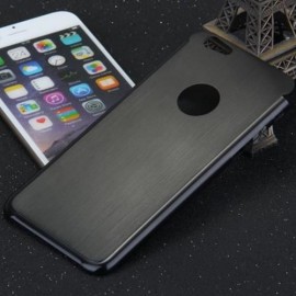 BRUSHED BACK COVER CASE WITH LOGO HOLE DESIGN FOR IPHONE 6 - 4.7 INCHES (BLACK)