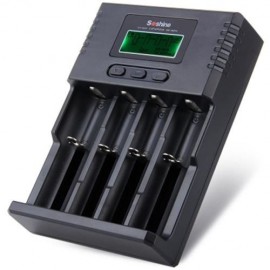 SOSHINE H4 4-SLOT LCD EU PLUG BATTERY CHARGER - 100 - 240V (BLACK)