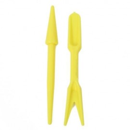 2PCS PLASTIC GARDEN SEEDS TRANSPLANTING PLANTING DIGGING TOOLS (YELLOW)