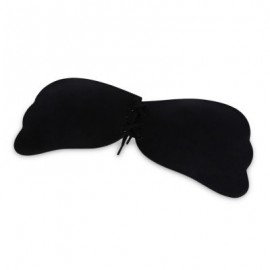 Wings Shape Sexy Lace-up Silicone Invisible Bra (BLACK)