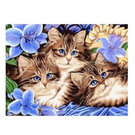 THREE KITTENS DIY DIGITAL OIL HAND PAINTING WALL DECOR (COLORMIX)