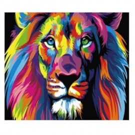 Chromatic Lion Digital Oil Hand Painting Wall Home Decor (COLORMIX)