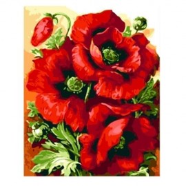 RED FLOWERS DIY DIGITAL OIL HAND PAINTING WALL DECOR (COLORMIX)