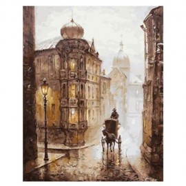 STREET SCENE DIGITAL OIL HAND PAINTING WALL HOME DECOR (COLORMIX)