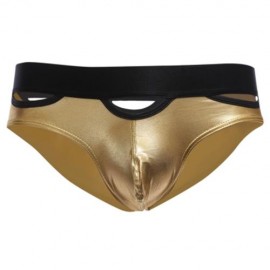 SEXY HOT STAMPING ELASTIC BAND MALE BRIEFS (GOLDEN)