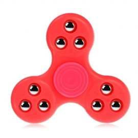 GYRO STRESS RELIEVER PRESSURE REDUCING TOY WITH NINE BEAD DECOR FOR OFFICE WORKER (RED)