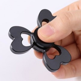 ALLOY FIDGET EDC TOY CLOVER SHAPED FINGER GYRO (BLACK)