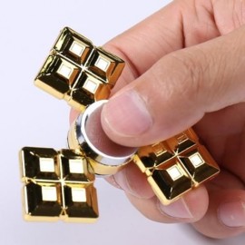 TRI GRID ALLOY FIDGET SPINNER FINGER PLAYTHING (GOLDEN)