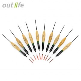OUTLIFE 10PCS 2G PAULOWNIA WOOD FISHING FLOATS (CAMEL)