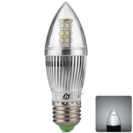 YOUOKLIGHT 380LM E27 5W 28 SMD 2835 LEDS SILVER FIN CANDLE LAMP - 3000K (COOL WHITE)