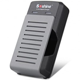 SOSHINE S2 LED INDICATOR LIGHT 2-SLOT 18650 17650 BATTERY CHARGER - 100 - 240V (BLACK)