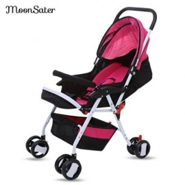 MOONSATER 1602 PRAM UNIVERSAL CASTERS FOLDABLE BABY STROLLER (ROSE RED)