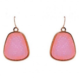 PAIR OF CHIC WOMEN'S CANDY COLOR BEADS PENDANT EARRINGS (PINK)