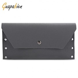 GUAPABIEN SIMPLE RIVET CLUTCH WALLET CARD HOLDER FOR WOMEN (GRAY)