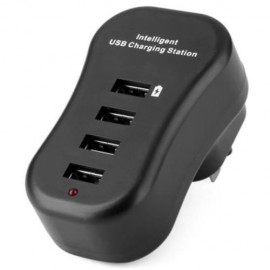 C401 4 PORT INTELLIGENT USB CHARGING STATION - 100 - 260V (BLACK)