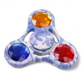 COLORFUL FAKE CRYSTAL EMBELLISHED FOCUS TOY FIDGET SPINNER GYRO (WHITE)