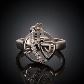 CHIC WOMEN'S RHINESTONE OPENWORK WHITE GOLD RING (PLATINUM)