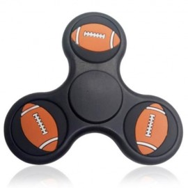 STRESS RELIEF TOY RUGBY PATTERN TRIANGLE FIDGET FINGER SPINNER (BLACK)