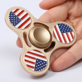 PATRIOTIC AMERICAN FLAG METAL FIDGET TRI HAND SPINNER (GOLDEN)
