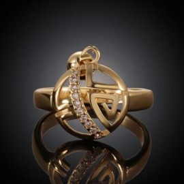 CHIC WOMEN'S RHINESTONE DECORATED OPENWORK RING (GOLD)