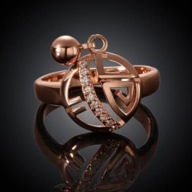 TRENDY WOMEN'S RHINESTONE OPENWORK RING (ROSE GOLD)