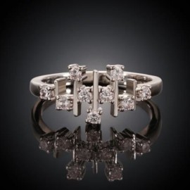 CHIC WOMEN'S RHINESTONE INLAID LAYERED RING (PLATINUM)