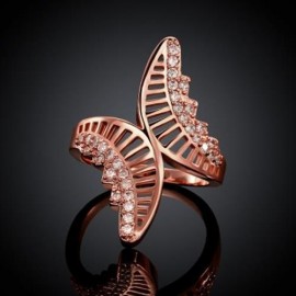 SWEET WOMEN'S RHINESTONE INLAID OPENWORK BUTTERFLY RING (ROSE GOLD)