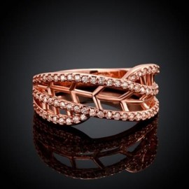 RHINESTONE INLAID OPENWORK BRANCHLIKE RING (ROSE GOLD)
