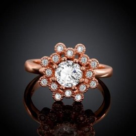 WOMEN'S RHINESTONE INLAID FLOWER RING (ROSE GOLDEN)