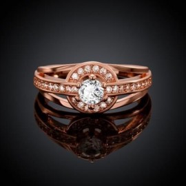 TRENDY WOMEN'S RHINESTONE OPENWORK ROUND RING (ROSE GOLD)