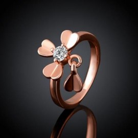 CHIC WOMEN'S RHINESTONE LEAF SHAPE RING (ROSE GOLD)