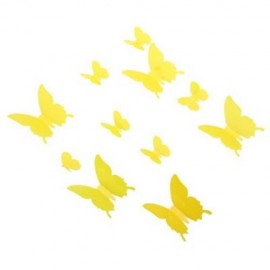DIY 3D BUTTERFLY WALL STICKER ART DECAL PAPER FOR HOME ORNAMENT (YELLOW)