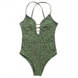 SEXY SPAGHETTI STRAP HOLLOW OUT BACKLESS WOMEN SWIMSUIT (GREEN)