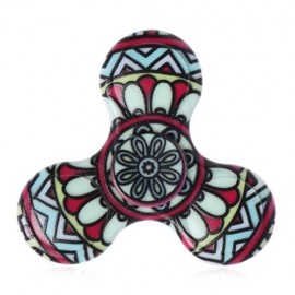 FIDDLE TOY PLASTIC MANDALA PATTERNED FIDGET SPINNER (BLACK)