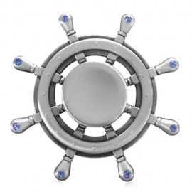 FIDDLE TOY RHINESTONE RUDDER FIDGET METAL SPINNER (SILVER)