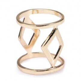 STYLISH WOMEN'S OPENWORK DIAMOND SHAPE DESIGN RING (GOLDEN)