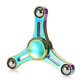 STEEL BALL TRIPLE RAINBOW FIDGET SPINNER ZINC ALLOY STRESS RELIEVER TOY (COLORFUL)