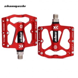 SHANMASHI PAIRED ALUMINIUM ALLOY ROAD MOUNTAIN BICYCLE PEDAL (RED)