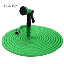 TALL TOP EXPANDABLE GARDEN HOSE PIPE WITH 8 IN 1 SPRAY GUN (GREEN)