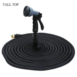 TALL TOP EXPANDABLE GARDEN HOSE PIPE WITH 8 IN 1 SPRAY GUN (BLACK)