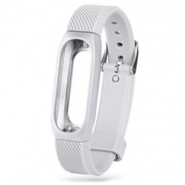 14MM RUBBER STRAP METAL CASE FOR XIAOMI MIBAND 2 SMART WRISTBAND (SILVER)