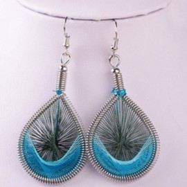 ETHNIC STYLE WATER DROP EARRINGS (BLUE)