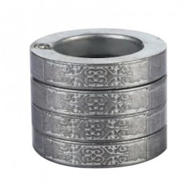 Stylish Defensive Hexagon Round Ring with Four Layer Design for Man (SILVER GRAY)