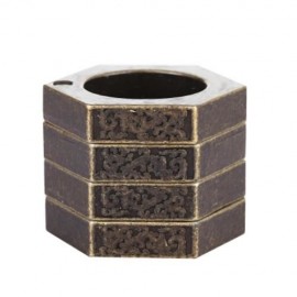 STYLISH DEFENSIVE HEXAGON ROUND RING WITH FOUR LAYER DESIGN FOR MAN (BRONZE-COLORED)