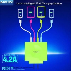 4 PORT INTELLIGENT USB FAST CHARGING STATION - 100 - 240V (JADE GREEN)